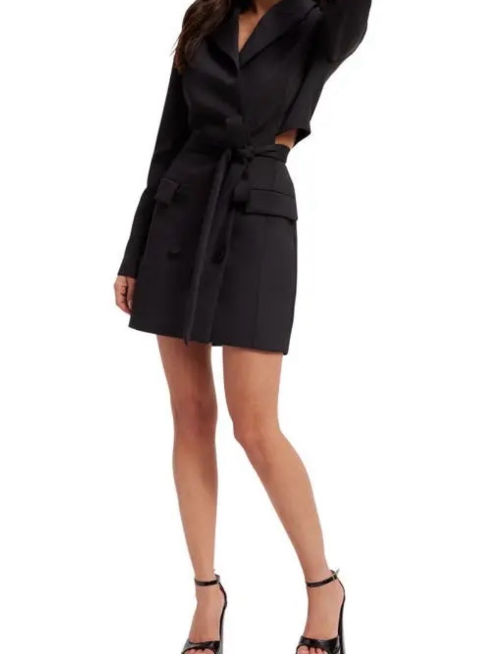 GOOD AMERICAN Cutout Back Long Sleeve Scuba Blazer Dress